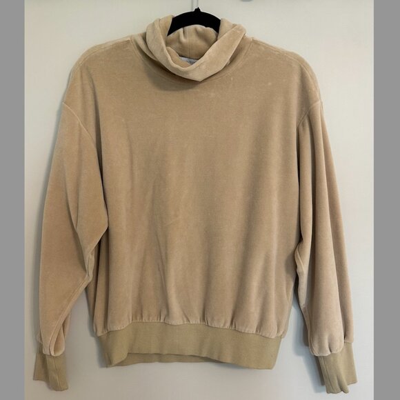 Tan Velour Mock Turtleneck Sweater - Picture 5 of 5